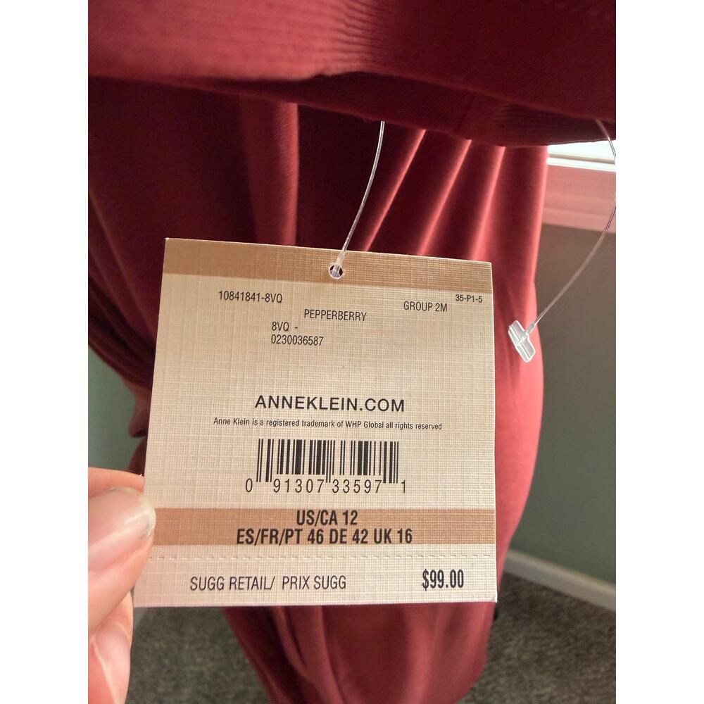 Anne Klein Rust Faux Wrap Jersey Dress Size 12 NWT Tags - Picture 3 of 5